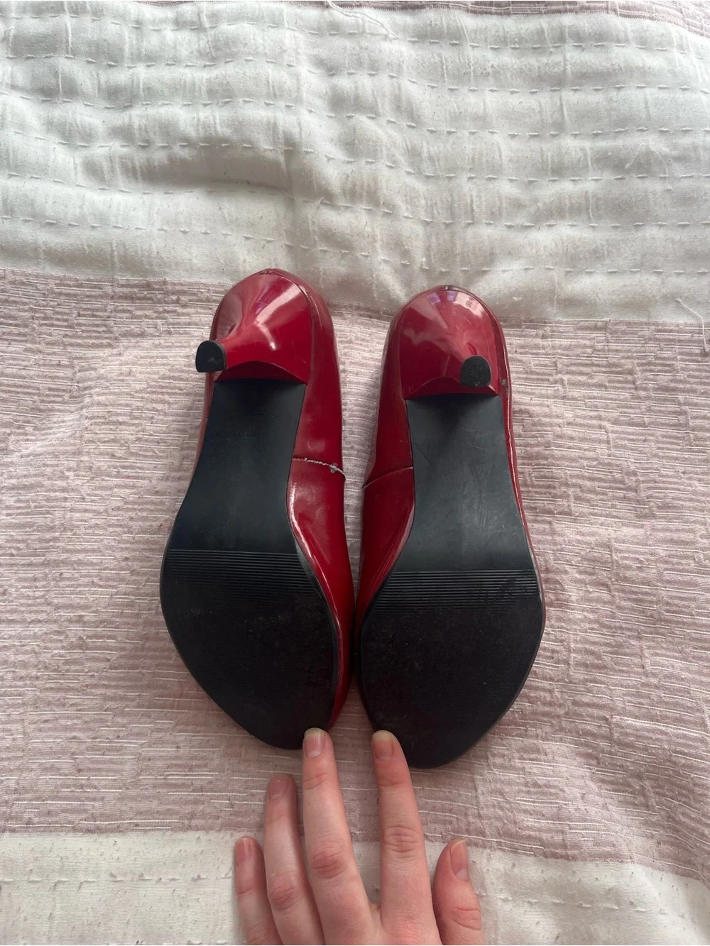 Y2K 2000s style Burgundy Red Kitten Heel Pumps Candies Size 6
